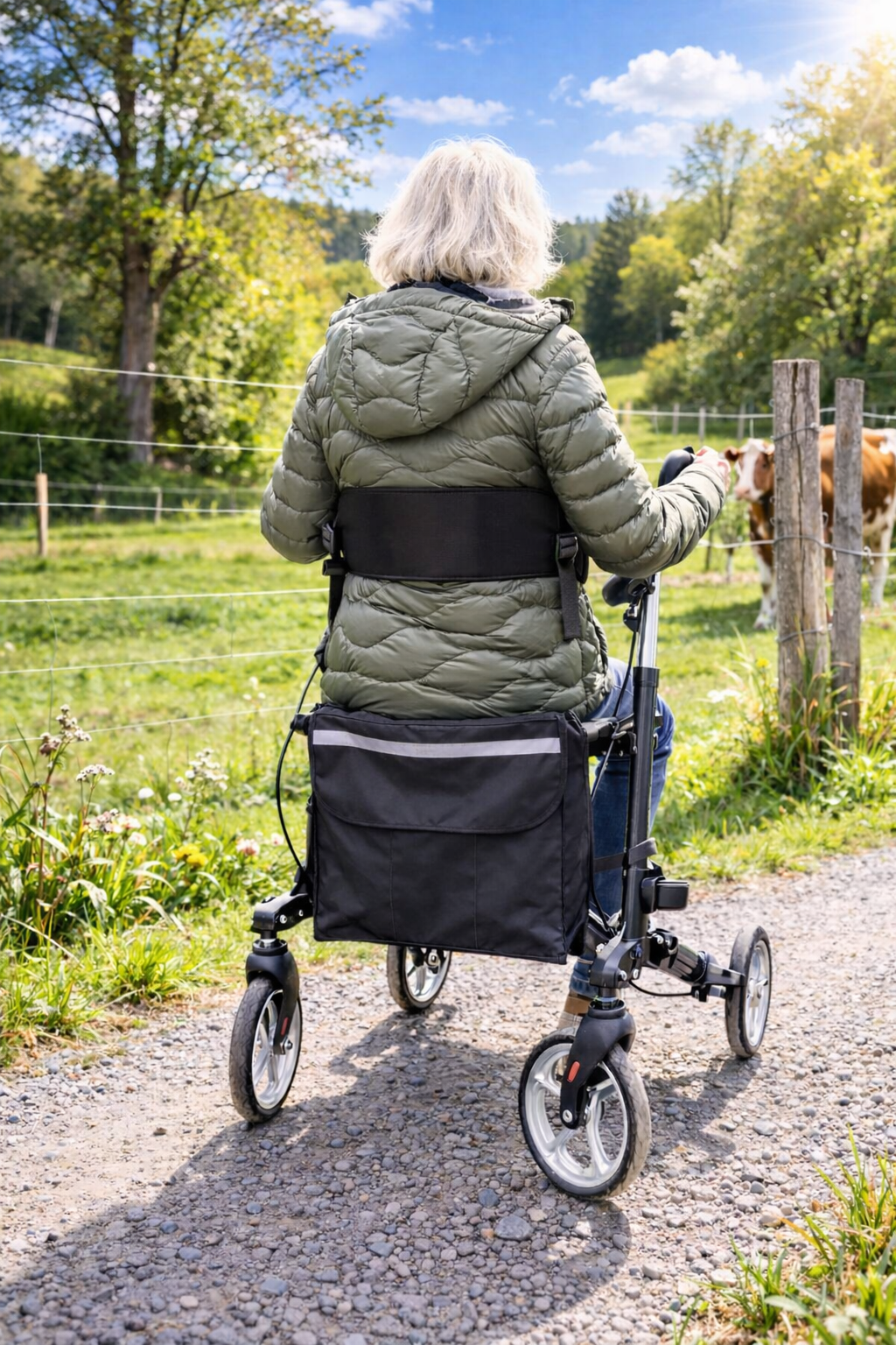 Bequeme Pausen auf dem Indoor-Rollator